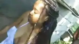 standing porn: dark haired babe sucks off guys and gets facial finish